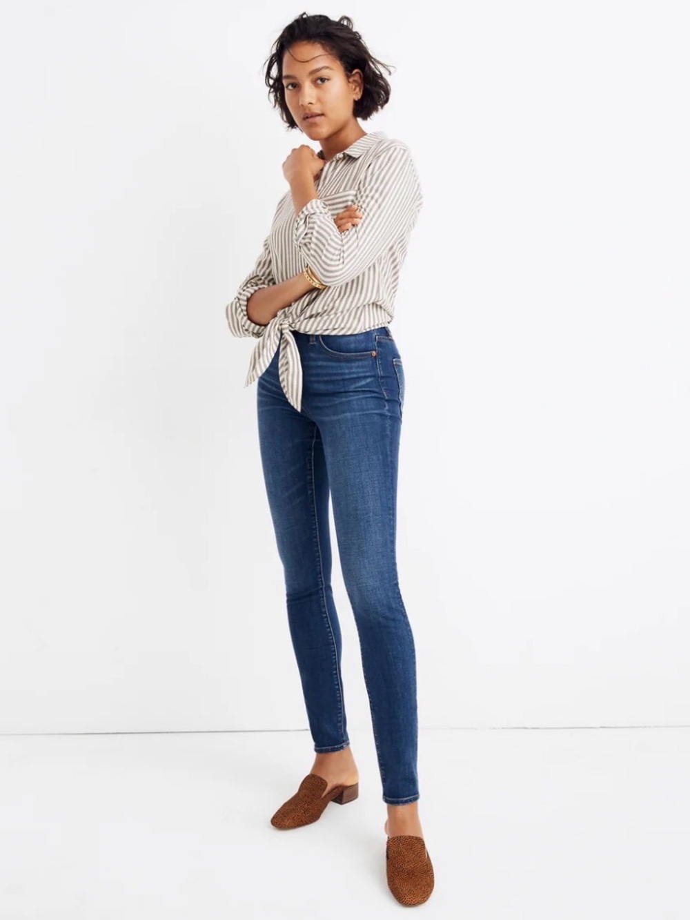 Madewell Slim High-Rise Skinny Jeans in Dark Blue Wash